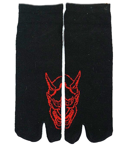 японские носки с разделениме длямпальца и рисунком в виде маски демона