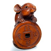 японская нецке Мышь с монетой