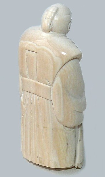 самурай, японская статуэтка -окимоно из слоновой кости