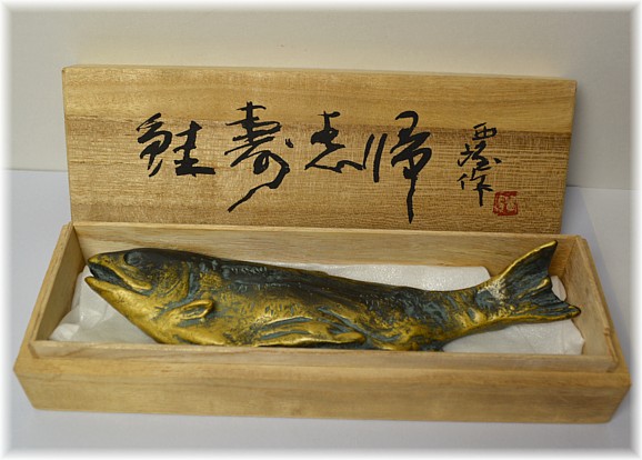 бронзовая рыба форель, 1960-е гг., Япония