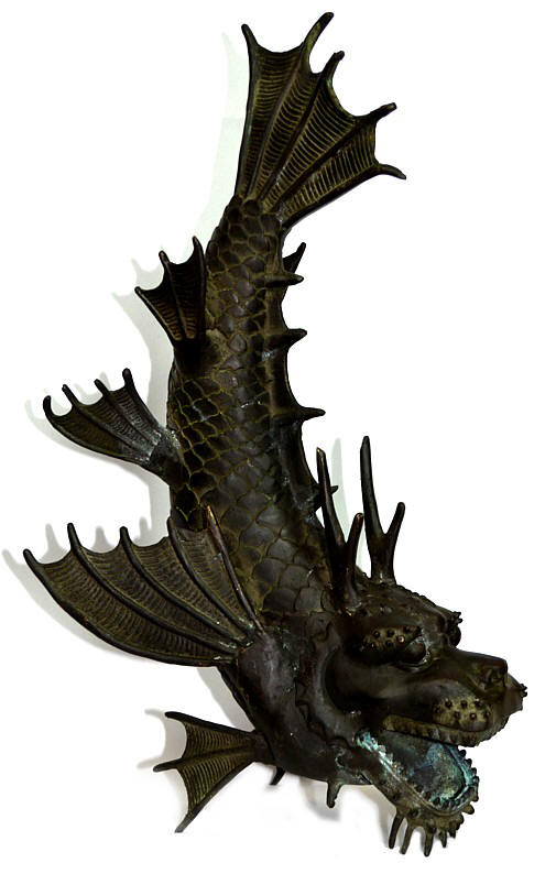 Большой Морской Дракон, японская антикварная бронза: статуэтка-оберег, 1830-50-е гг.