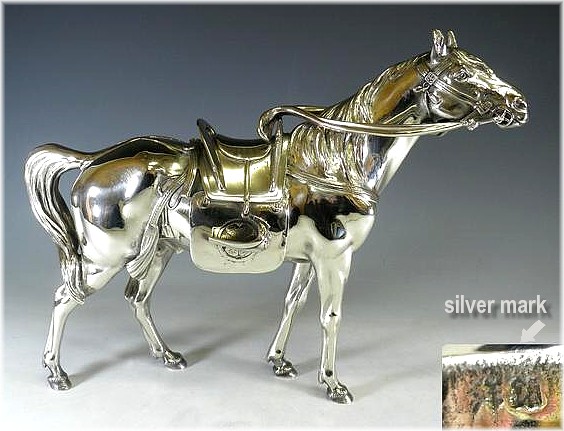 японская серебрянная скульптура Священная Лошадь Ками Ума, 1900-е гг.