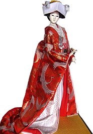 японская интерьерная кукла НЕВЕСТА в СВАДЕБНОМ КИМОНО, 1960-е гг.