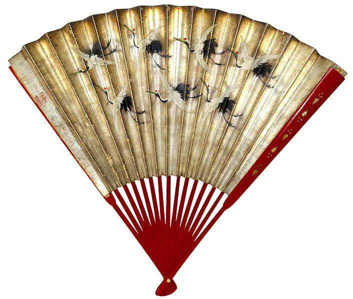 японский антикварный веер театра КАБУКИ с авторской росписью, 1920-е гг.