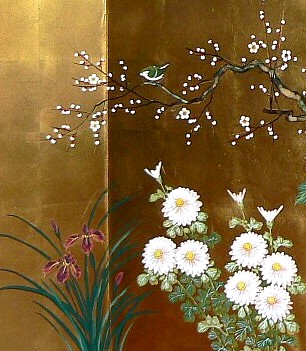 японский рисунок на ширме, деталь