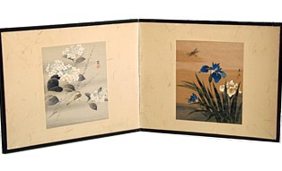 японская интерьерная ширма с рисунками, эпоха Тайсе