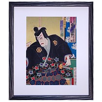 самурай в черном кимоно, японская гравюра укиё-э 1890 г.