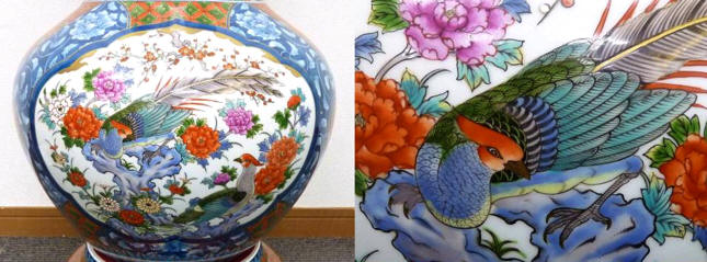 рисунок на японской страинной  вазе