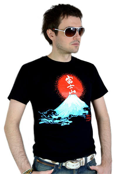 мужская японская футболка Солнце над Фуджиямой