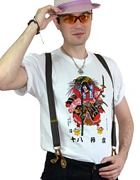 мужская футболка с иероглифами и самурайскими символами