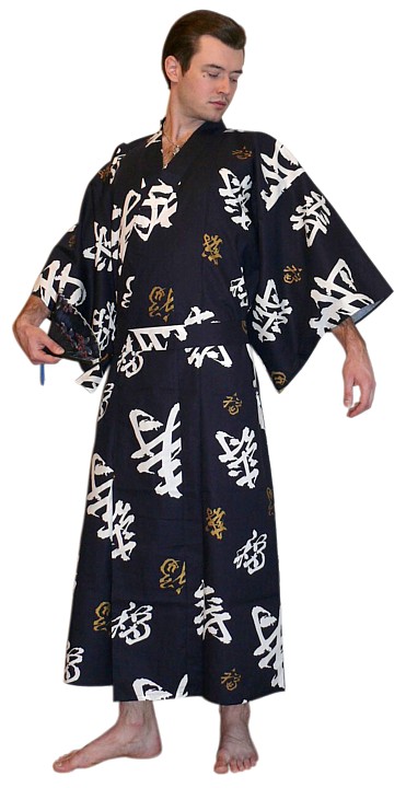 японское мужское кимоно - юката, хлопок 100%