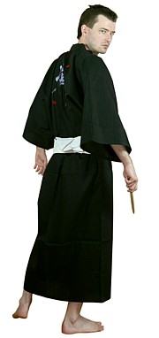 японское мужское кимоно Дзэн из хлопка, с вышивкой