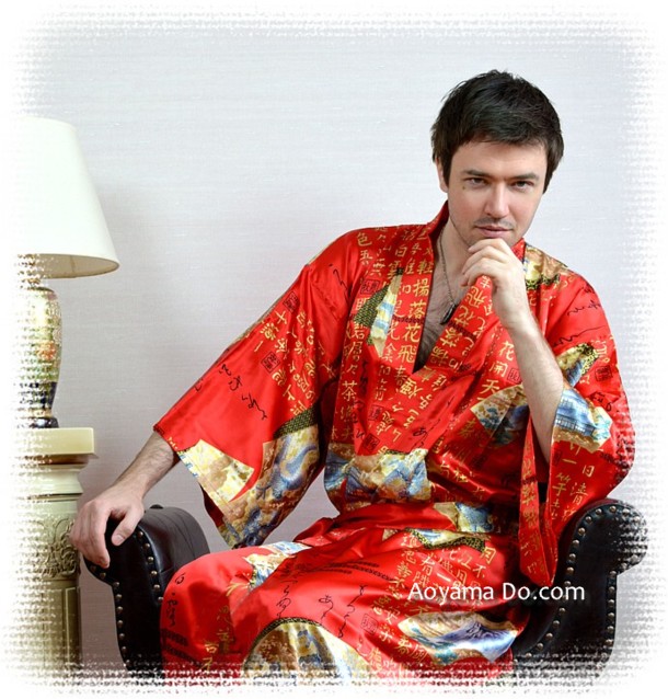 шелковый мужской халат-кимоно - стильная одежда для дона и роскошный подарок мужчине