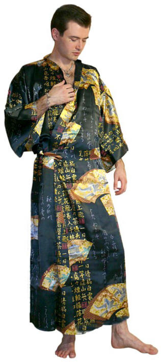 мужское шелковое кимоно, сделано в Японии