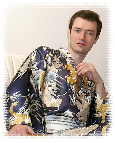 шелковый мужской халат кимоно