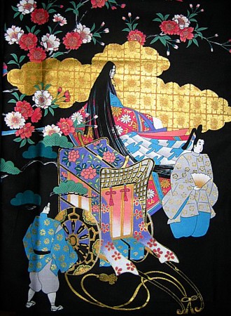 рисунок ткани японского кимоно СТИХИ НА ВОДЕ
