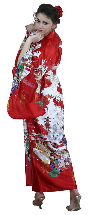женский халат-кимоно АСАКУСА, сделано в Японии
