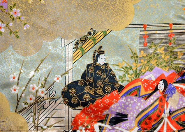 рисунок ткани женского халата-кимоно