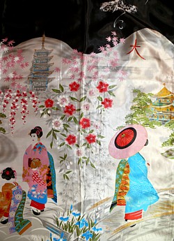 рисунок ткани японского кимоно Киото из изк. шелка