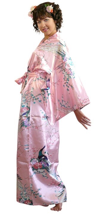 женская одежда для дома из Японии- японское кимоно ПАВЛИН в САДУ