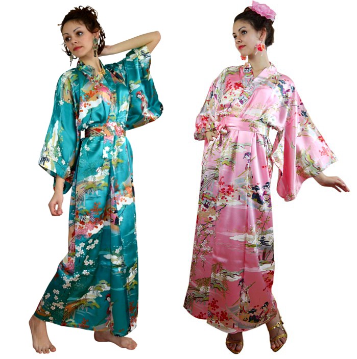 шелковый халат кимоно, сделано в Японии