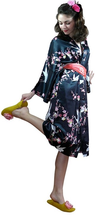 шелковое женское кимоно мини, сделано в Японии 