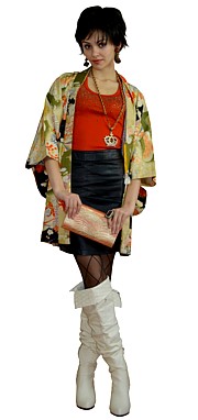 японская одежда: шелковое женское хаори ( длинный жакет), винтаж