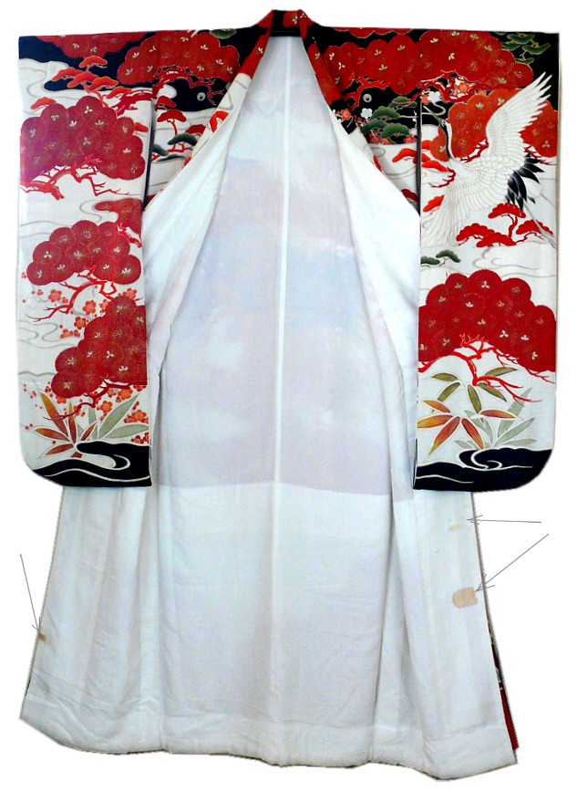 японское старинное шелковое кимоно, 1920-е гг. Подкладка