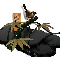 интерьерная композиция из бронзы Птичка ва ветке бамбука, Япония, 1900-е гг.