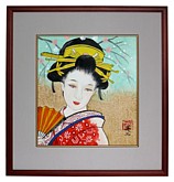 японская картина Красавица с веером