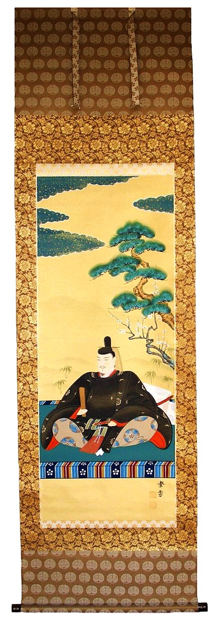 японский акварельный рисунок Император в весеннем саду