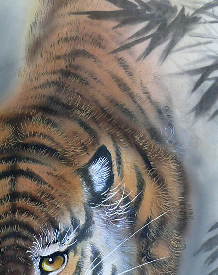 Тигр, японский рисунок. Тушь, бумага, шелк