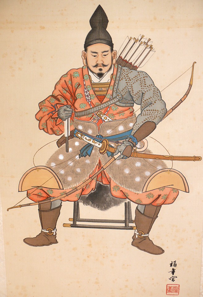 японская картина Сегун в полевой ставке,  деталь, 1900-е гг.