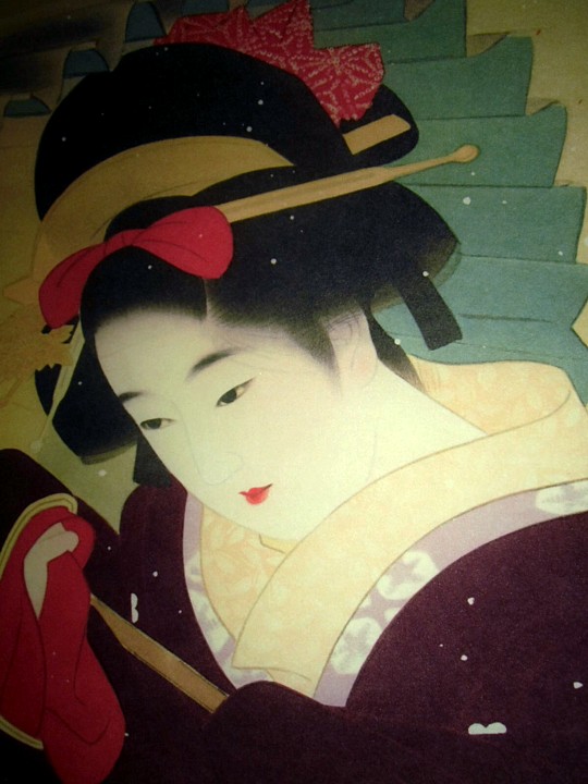 японская гравюра в стиле шин-ханга, деталь