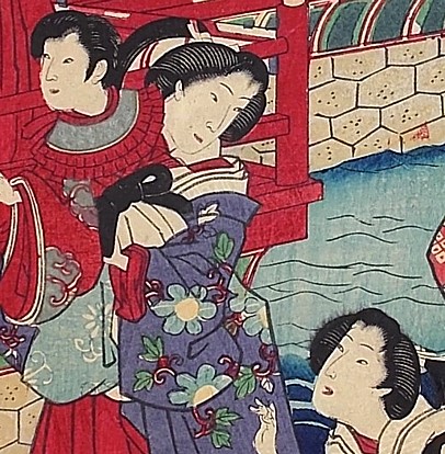 японская ксилография (гравюра) 1880-й г. Chikanobu 