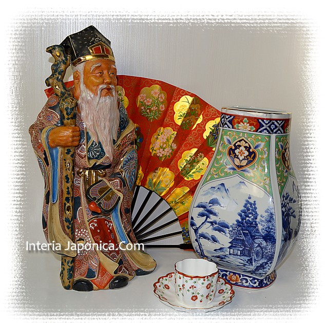 антикварный фарфор японская ваза и фарфоровая фигура