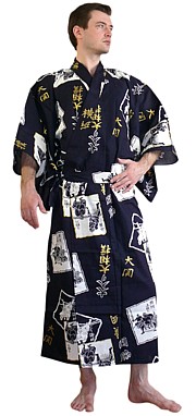 японская традиционная мужская юката (кимоно из хлопка)