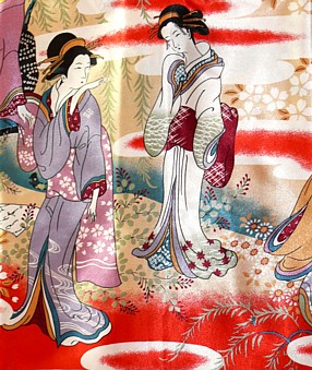 рисуок ткани японского кимоно