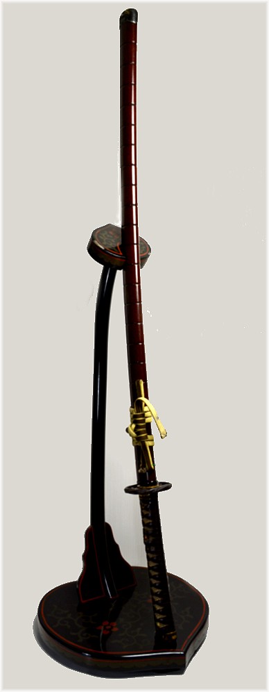 японская антикварная резная подставка для самурайского меча